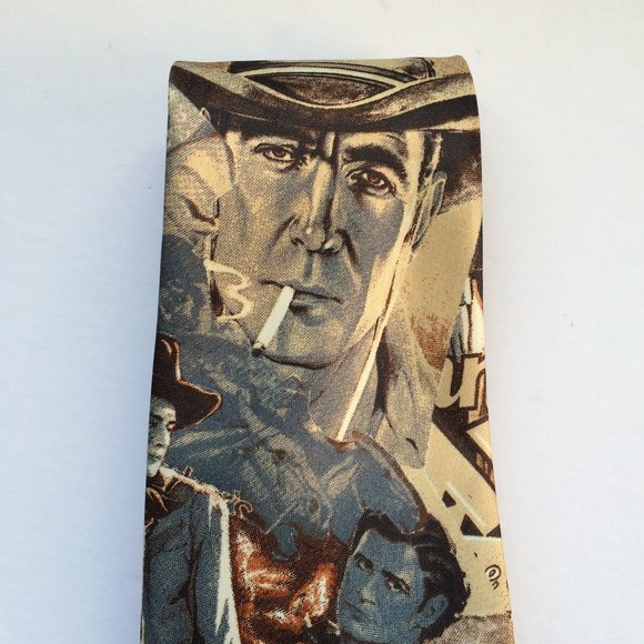 Mercedes Humphrey Bogart The Oklahoma Kid Mens Silk Tie Hand Made Western Cowboy - Picture 3 of 7